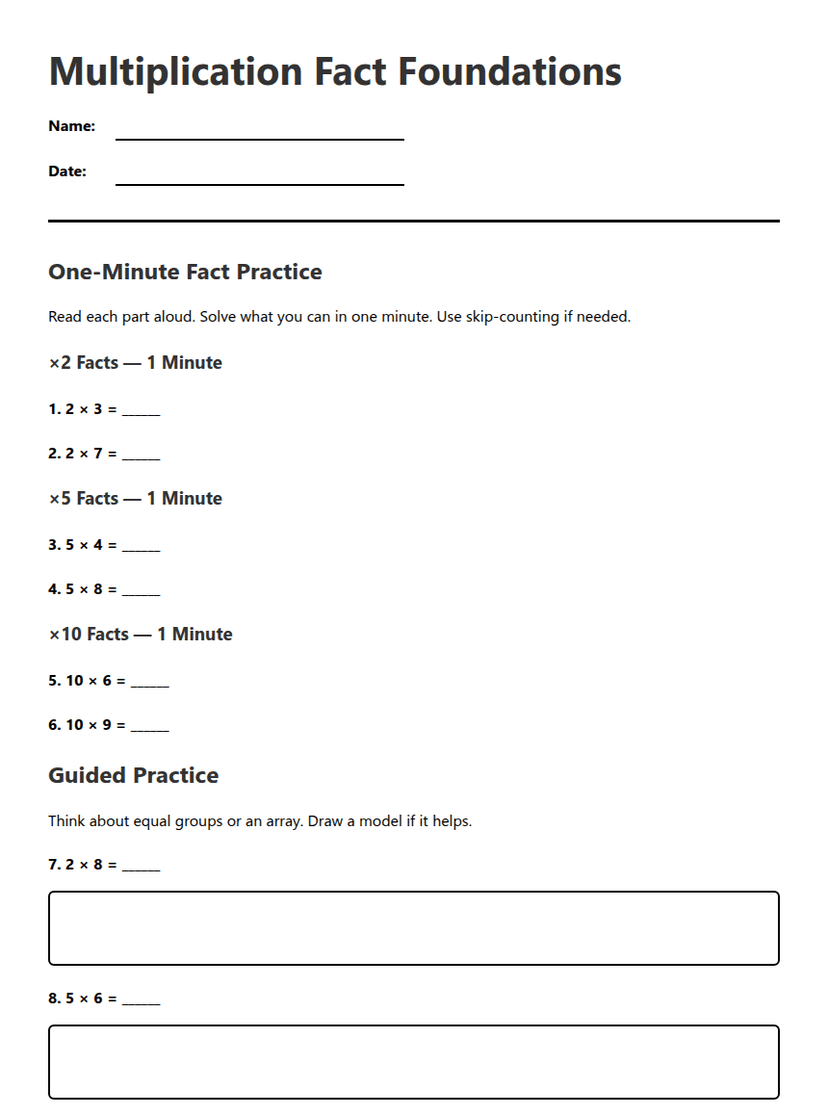 Multiplication Fact Foundations