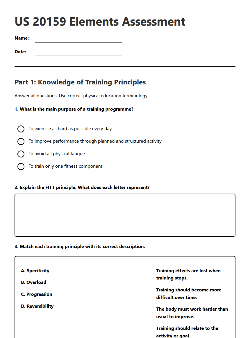 US 20159 Elements Assessment worksheet preview