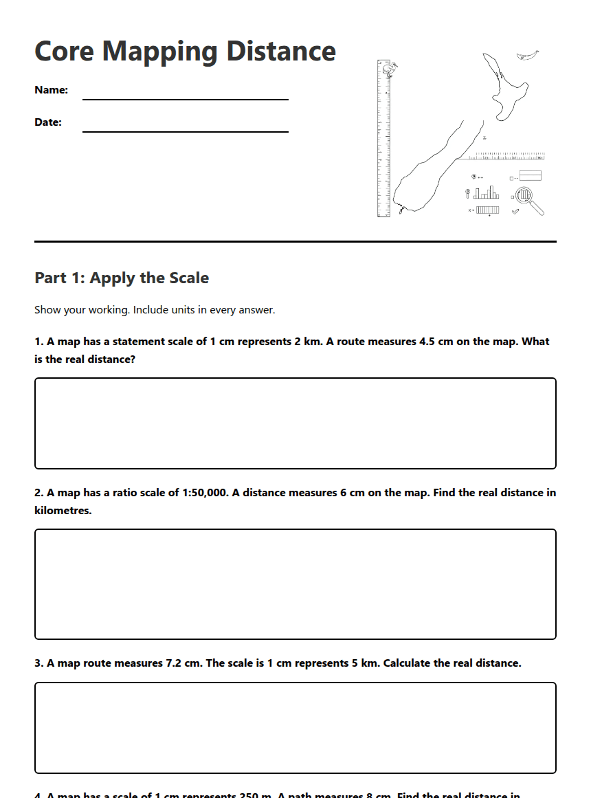Core Mapping Distance worksheet preview