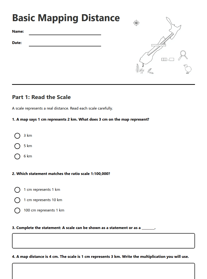 Basic Mapping Distance worksheet preview