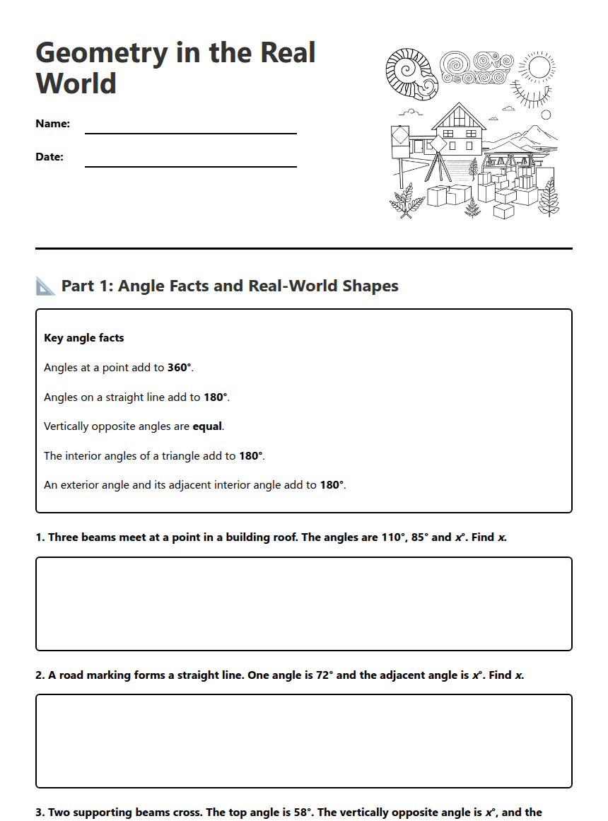 Geometry in the Real World worksheet preview