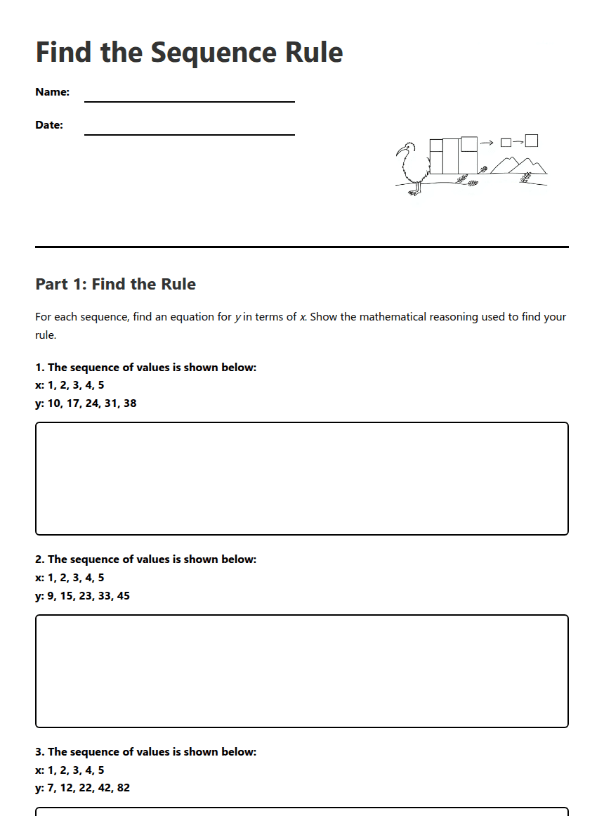 Find the Sequence Rule worksheet preview