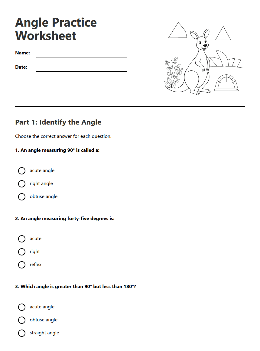 Angle Practice Worksheet worksheet preview