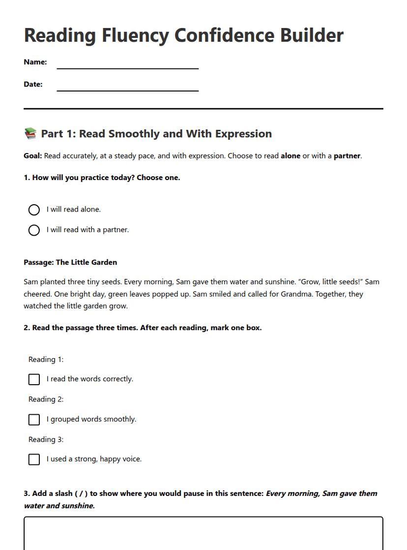 Reading Fluency Confidence Builder