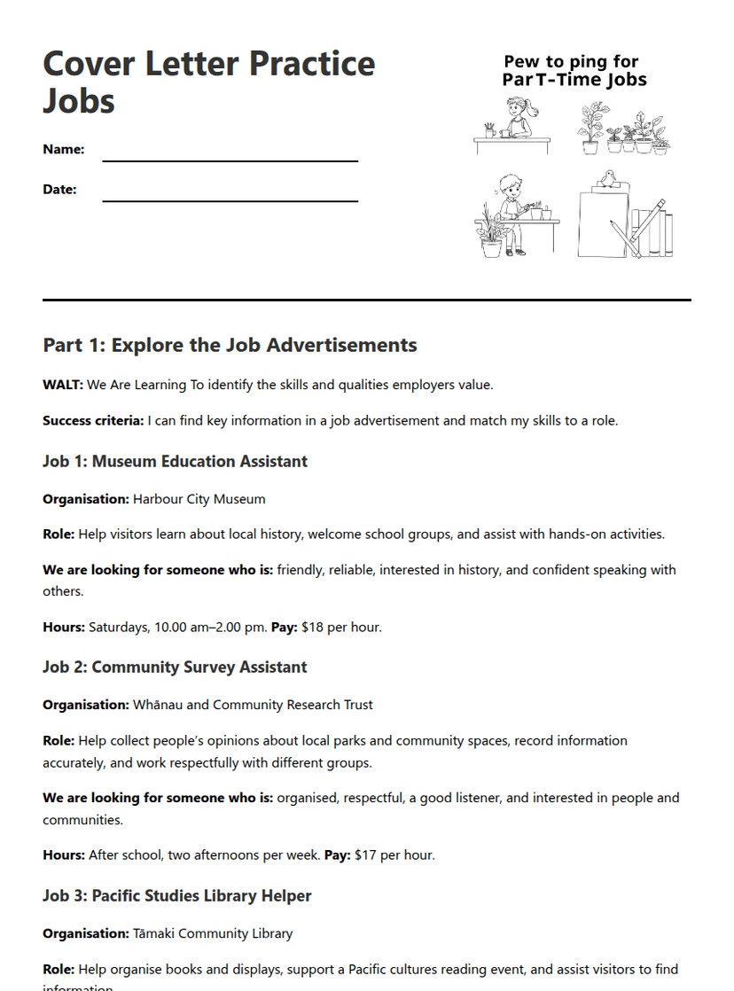 Cover Letter Practice Jobs