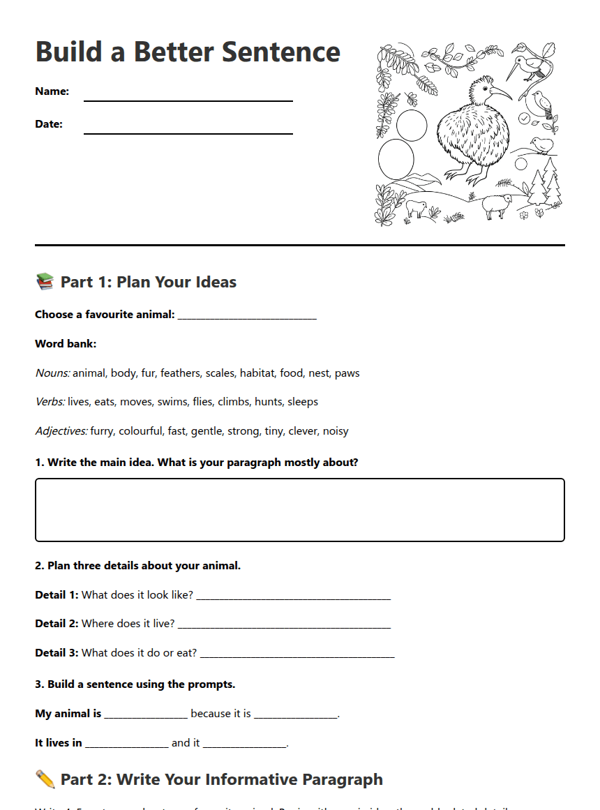 Build a Better Sentence worksheet preview