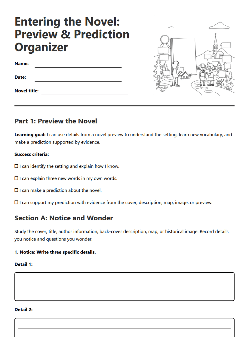 Novel Preview & Prediction Organizer