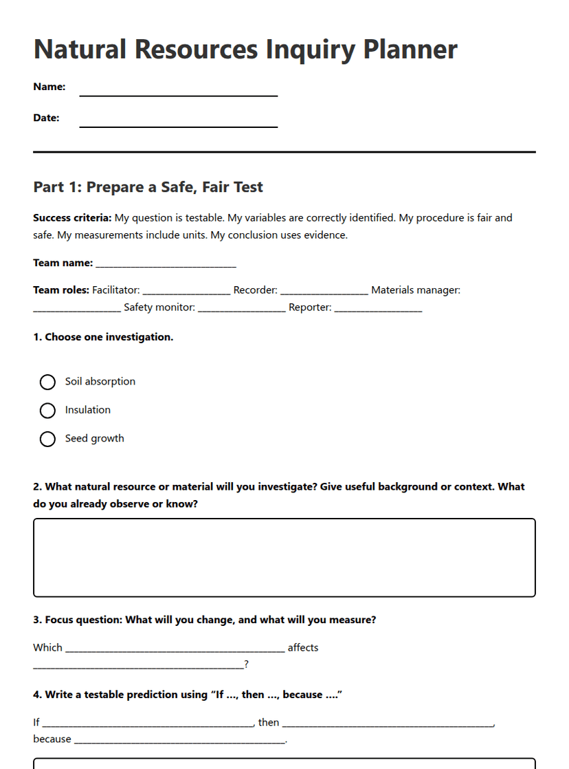Natural Resources Inquiry Planner