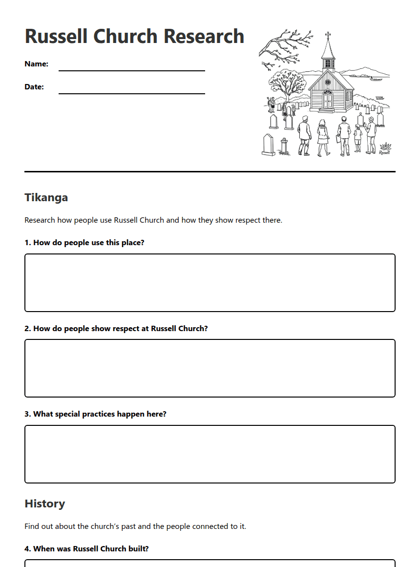 Russell Church Research worksheet preview