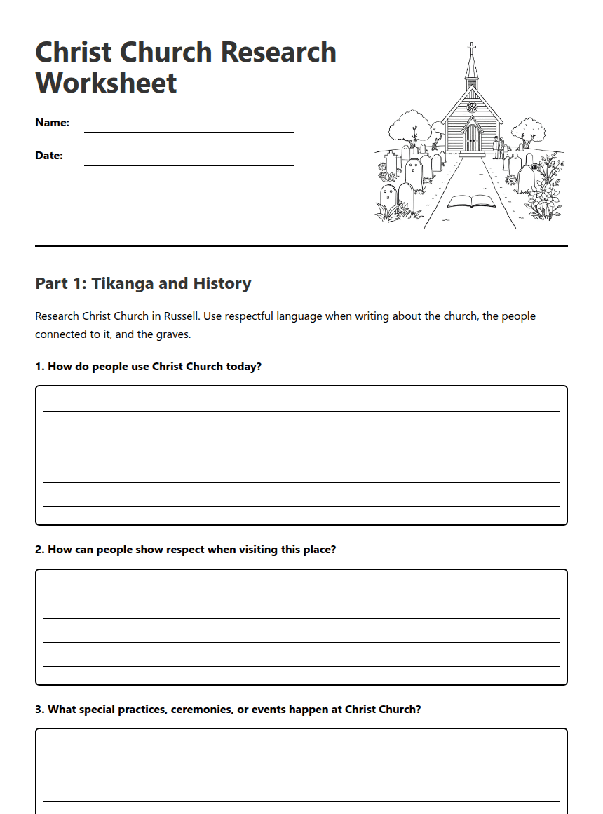 Christ Church Research Worksheet worksheet preview