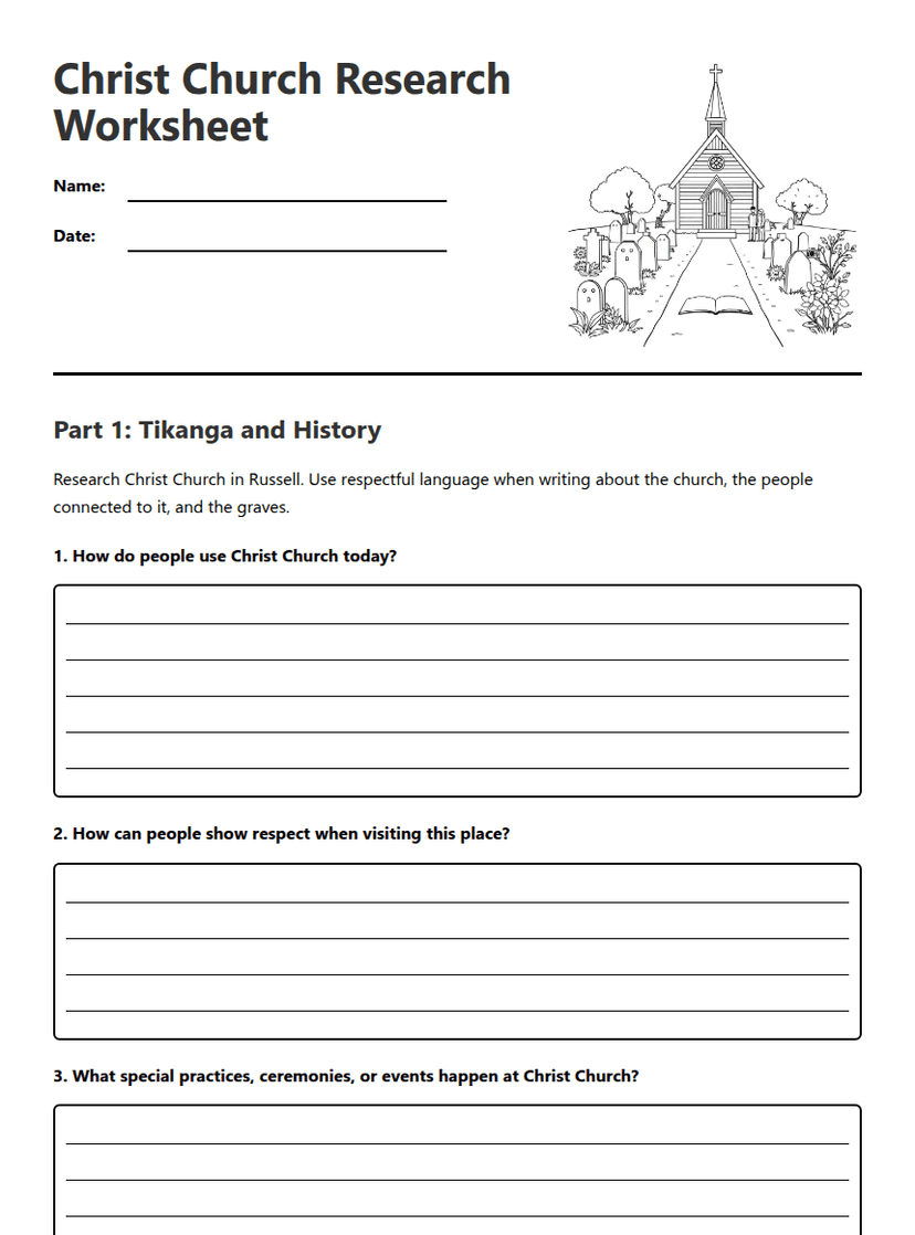 Christ Church Research Worksheet
