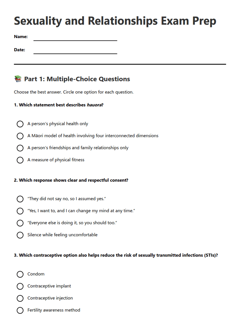 Sexuality and Relationships Exam Prep