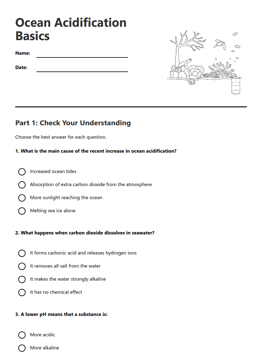 Ocean Acidification Basics worksheet preview