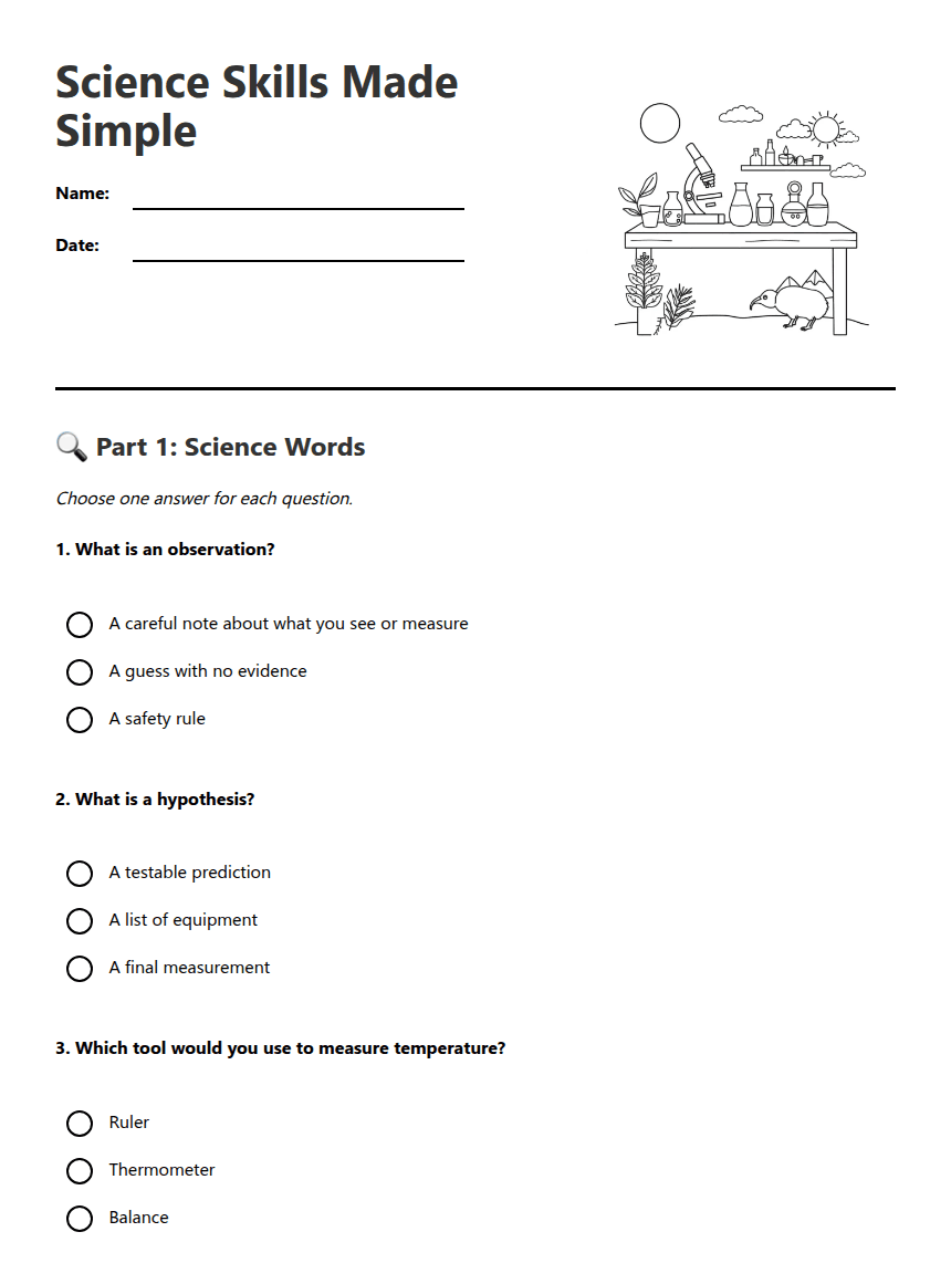 Science Skills Made Simple worksheet preview