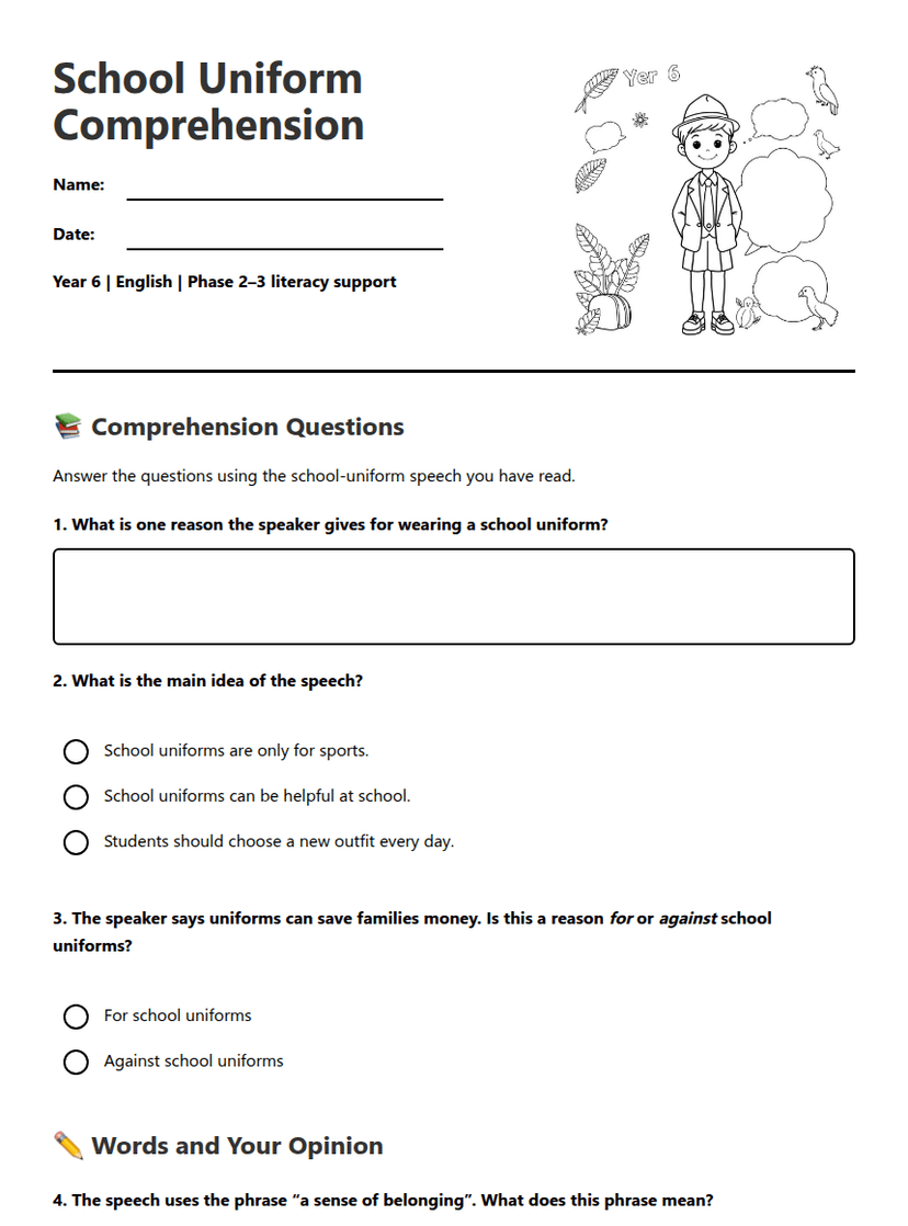 School Uniform Comprehension