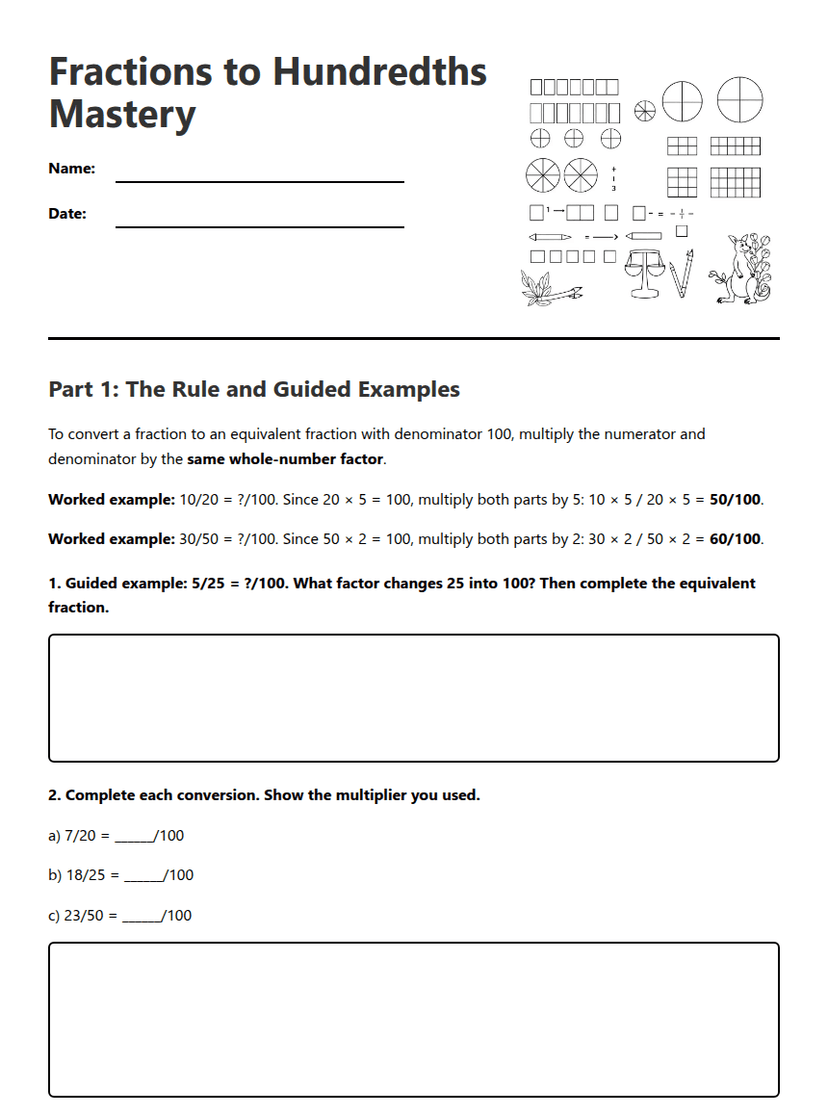Fractions to Hundredths Mastery