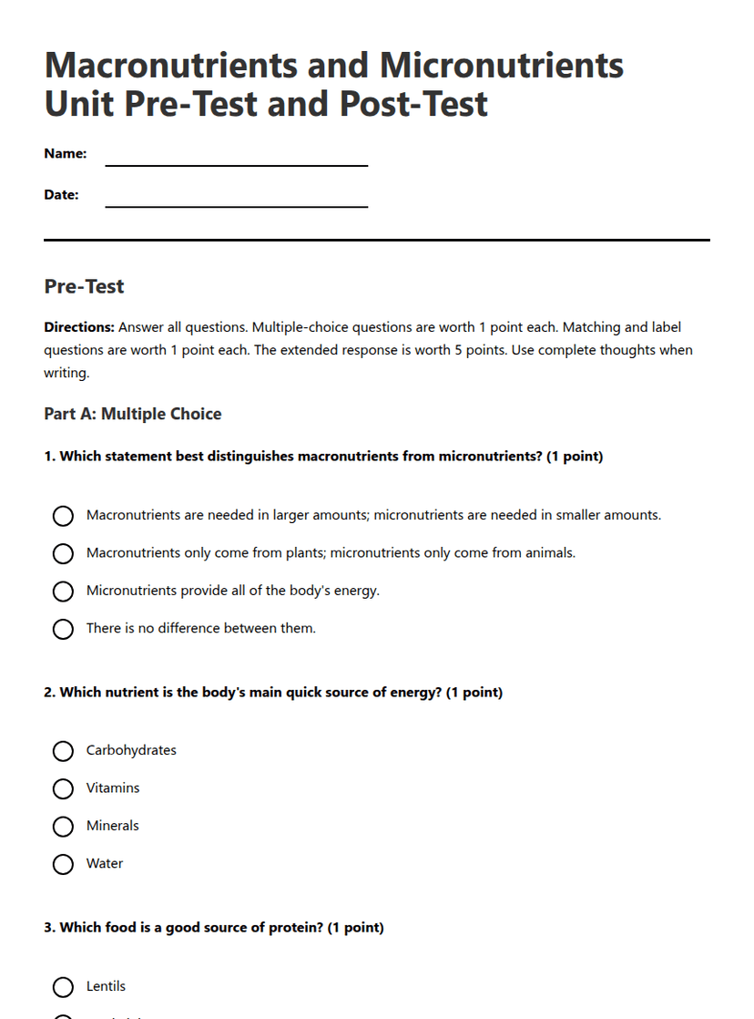 Macronutrients and Micronutrients Assessment