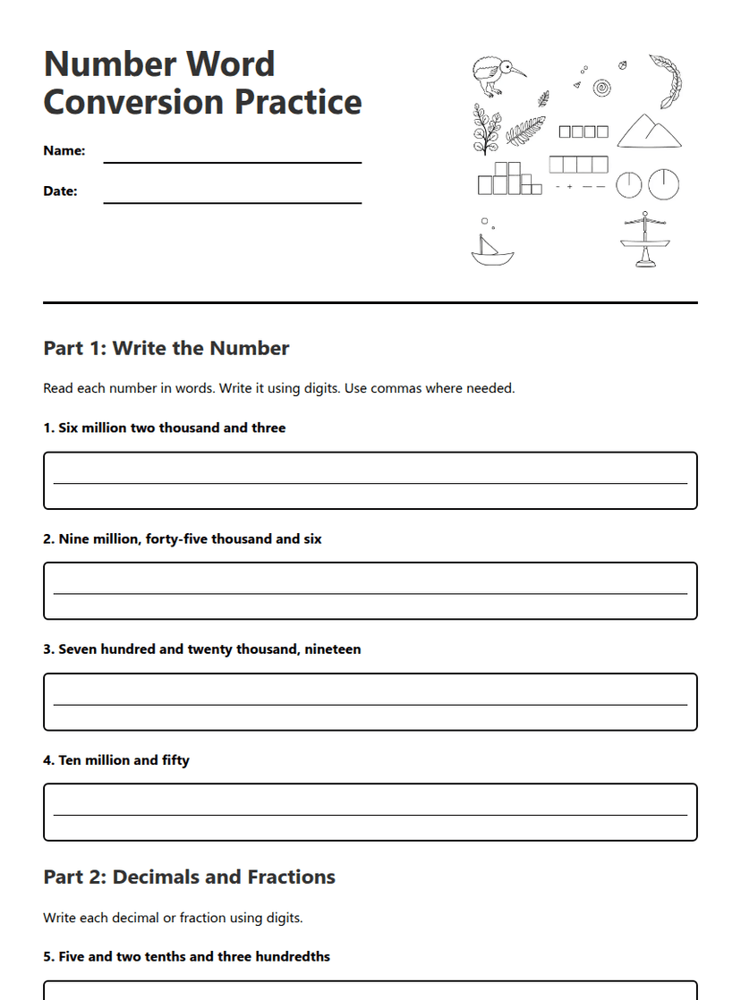 Number Word Conversion Practice