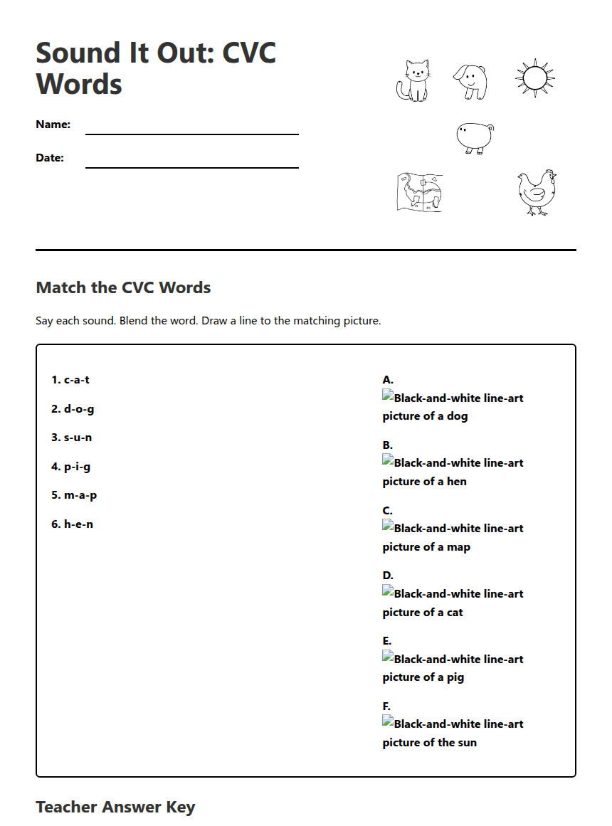 Sound It Out: CVC Words worksheet preview