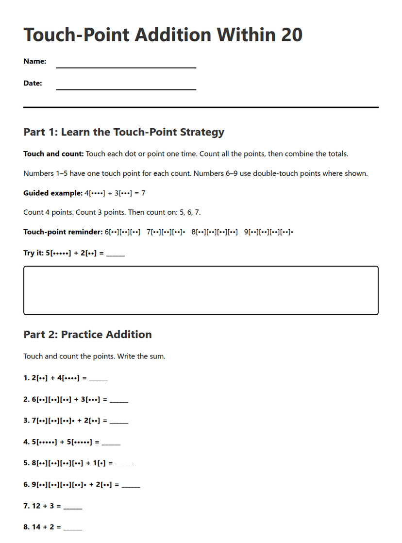 Touch-Point Addition Within 20