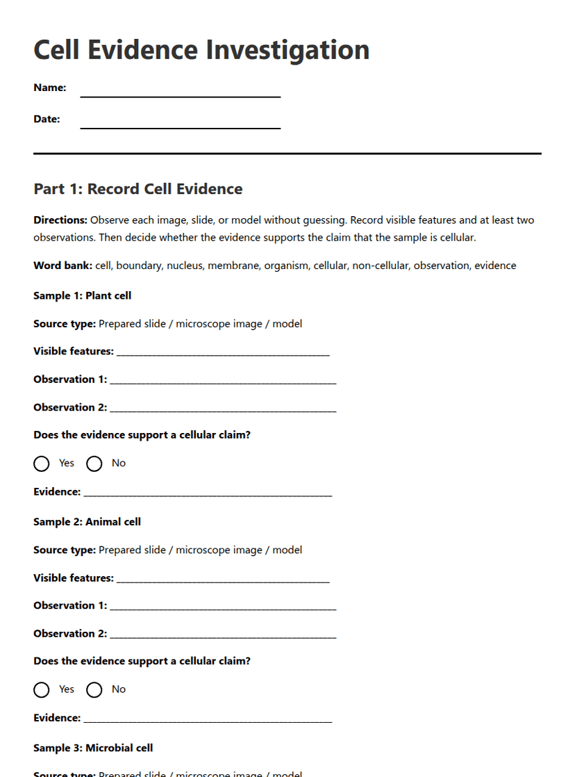 Cell Evidence Investigation