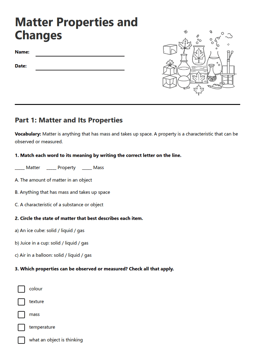 Matter Properties and Changes