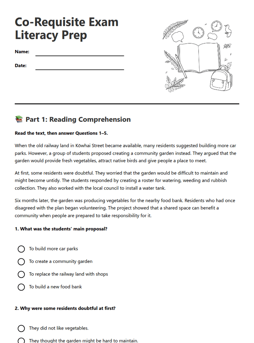 Co-Requisite Exam Literacy Prep