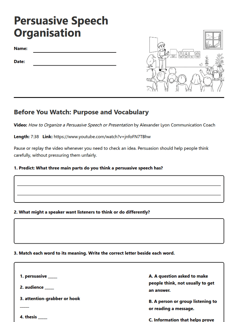 Persuasive Speech Organisation