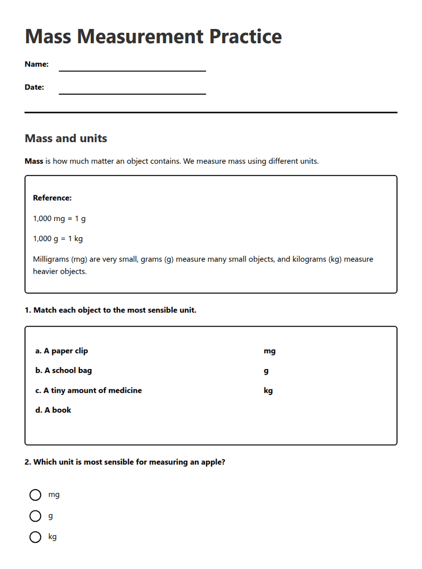 Mass Measurement Practice