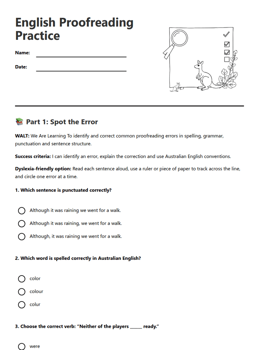 English Proofreading Practice