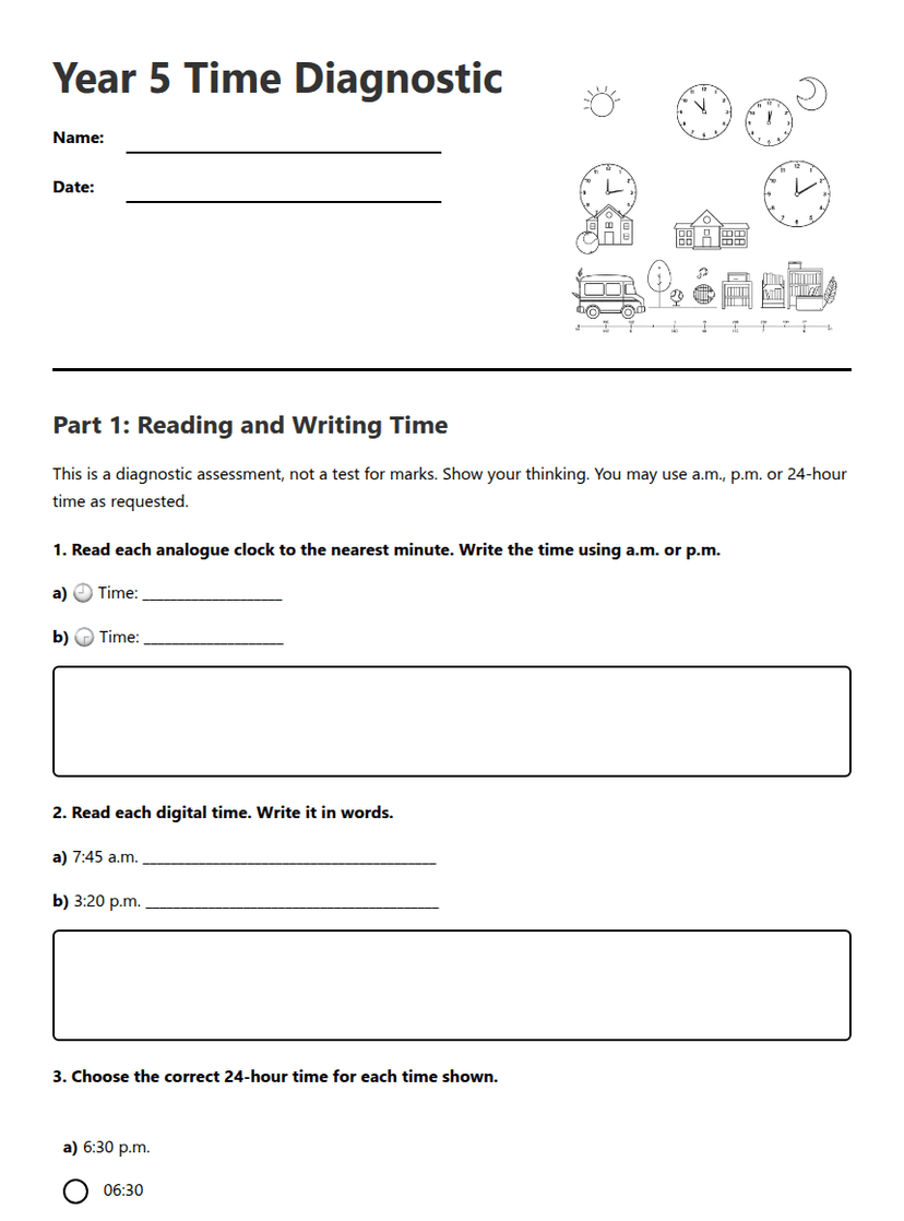 Year 5 Time Diagnostic