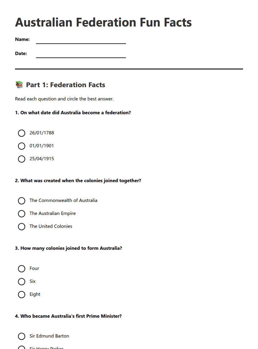 Australian Federation Fun Facts
