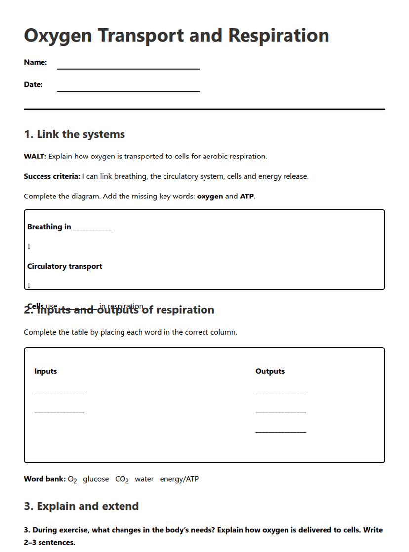 Oxygen Transport and Respiration