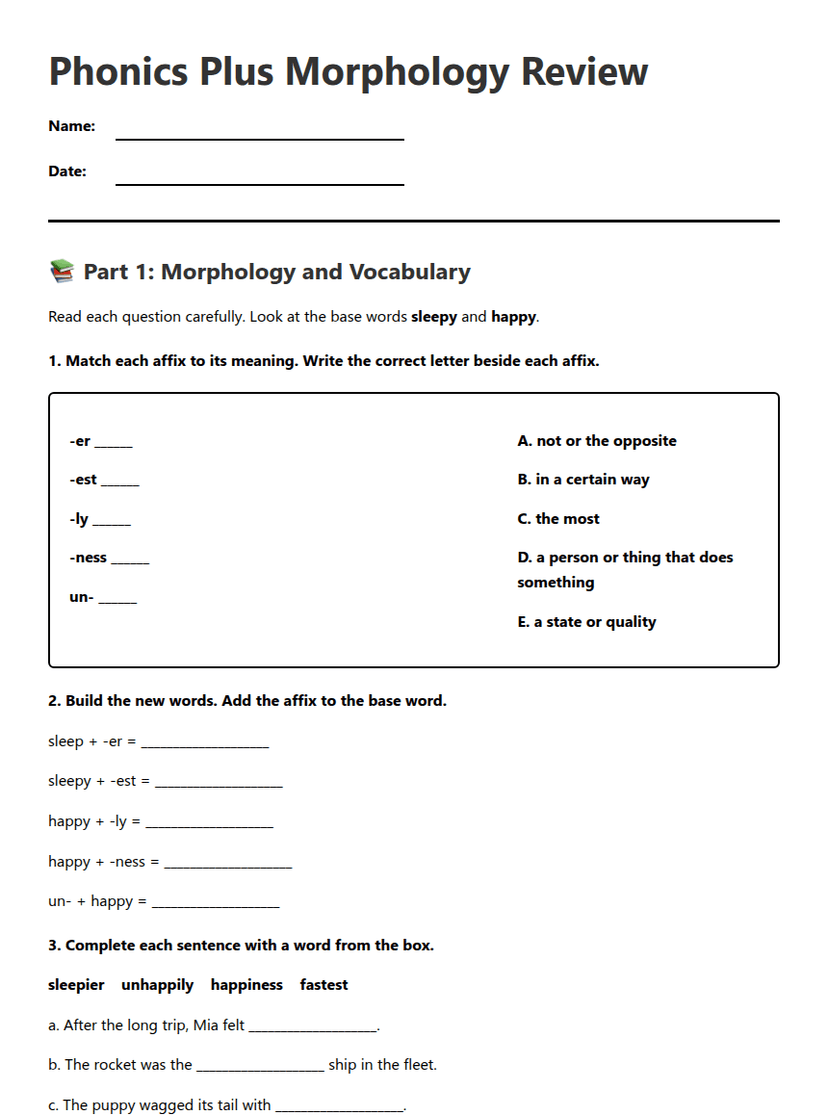 Phonics Plus Morphology Review