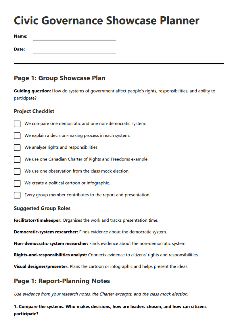 Civic Governance Showcase Planner