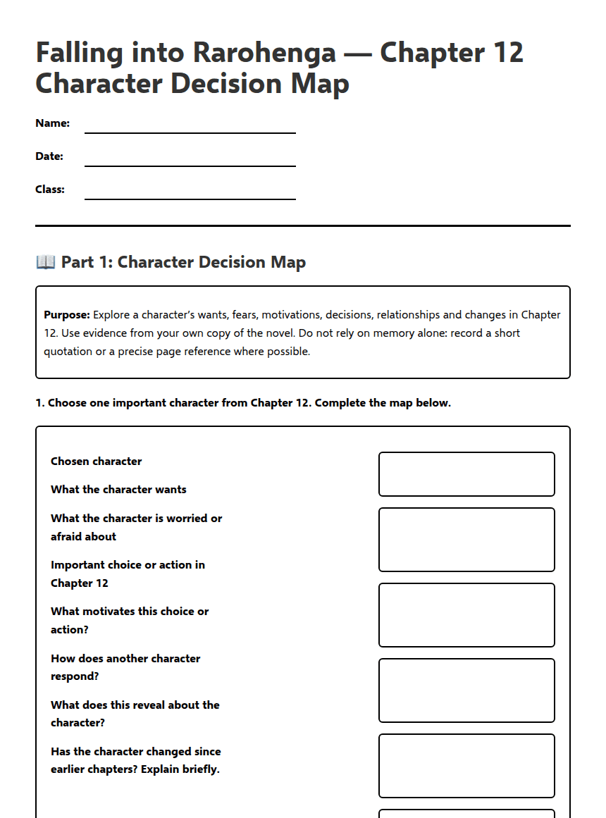 Chapter 12 Character Decisions worksheet preview