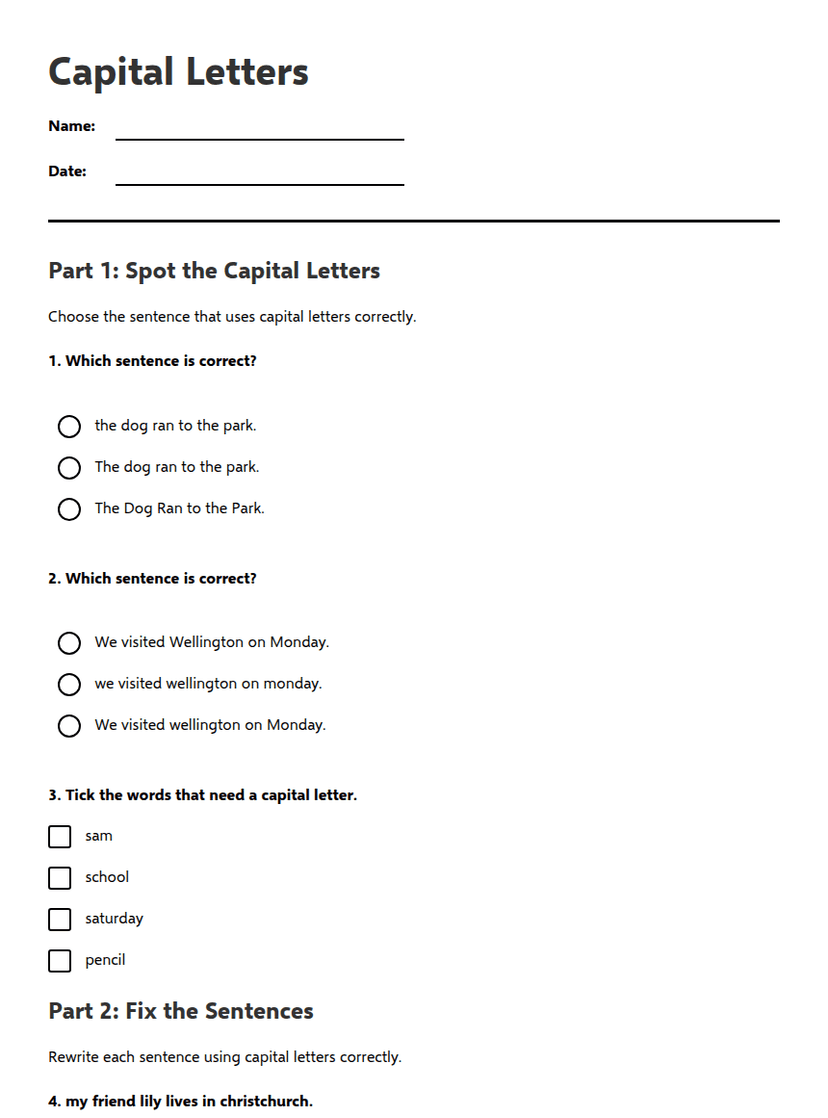 Capital Letters, Full Stops