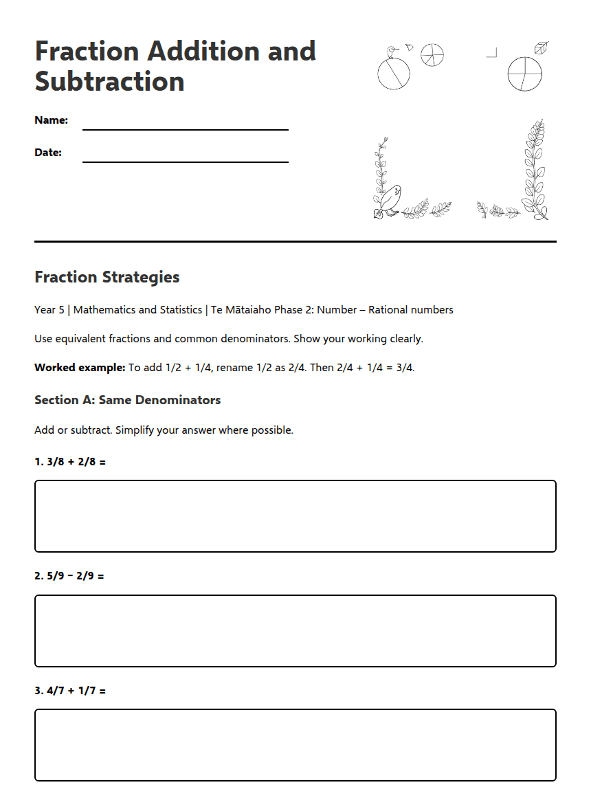 Fraction Addition and Subtraction worksheet preview
