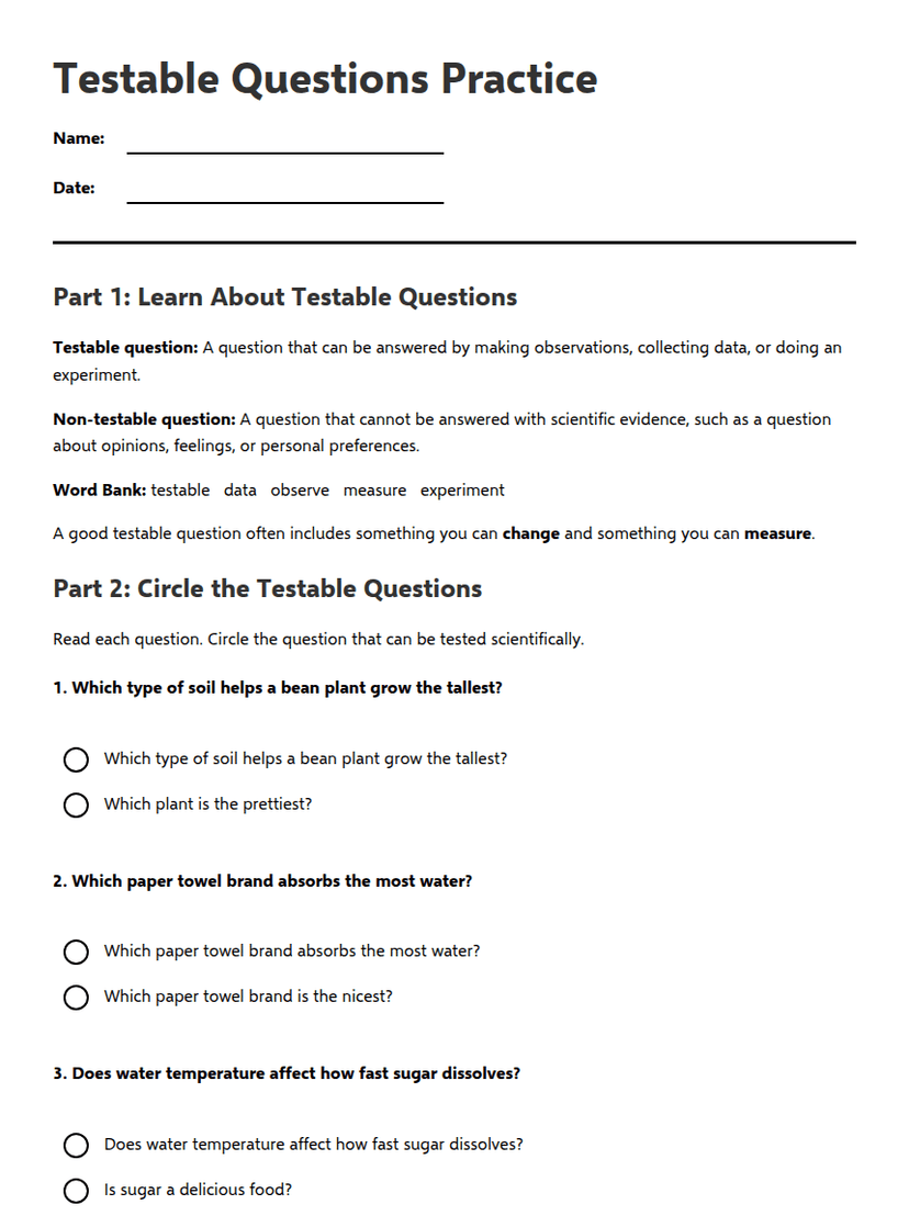 Testable Questions Practice