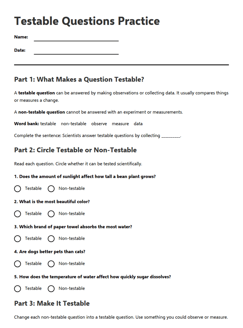 Testable Questions Practice