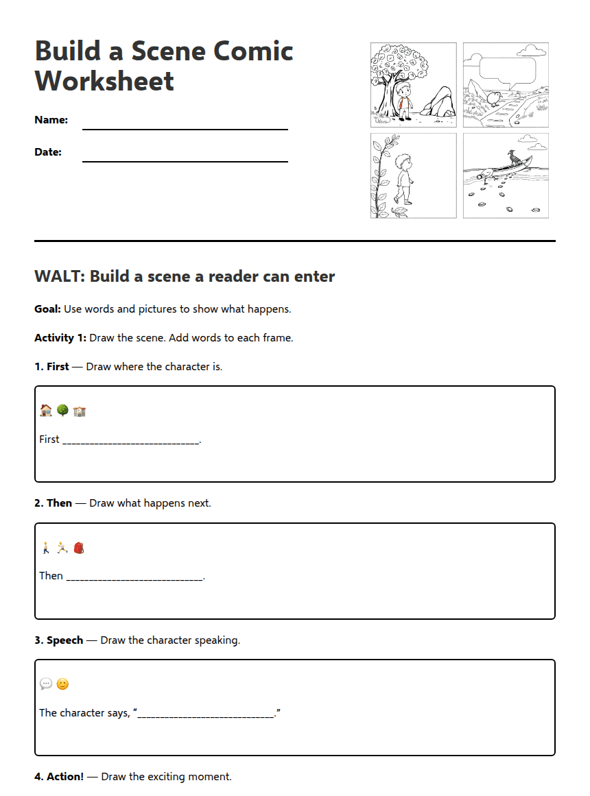 Build a Scene Comic Worksheet worksheet preview
