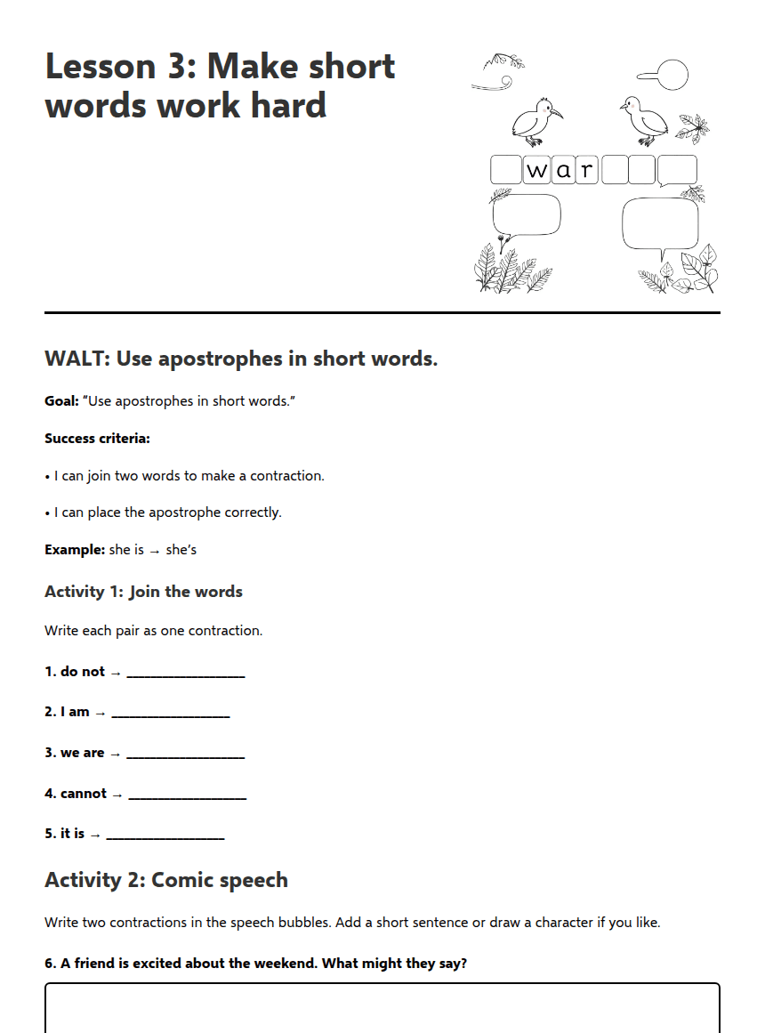 Make Short Words Work Hard worksheet preview