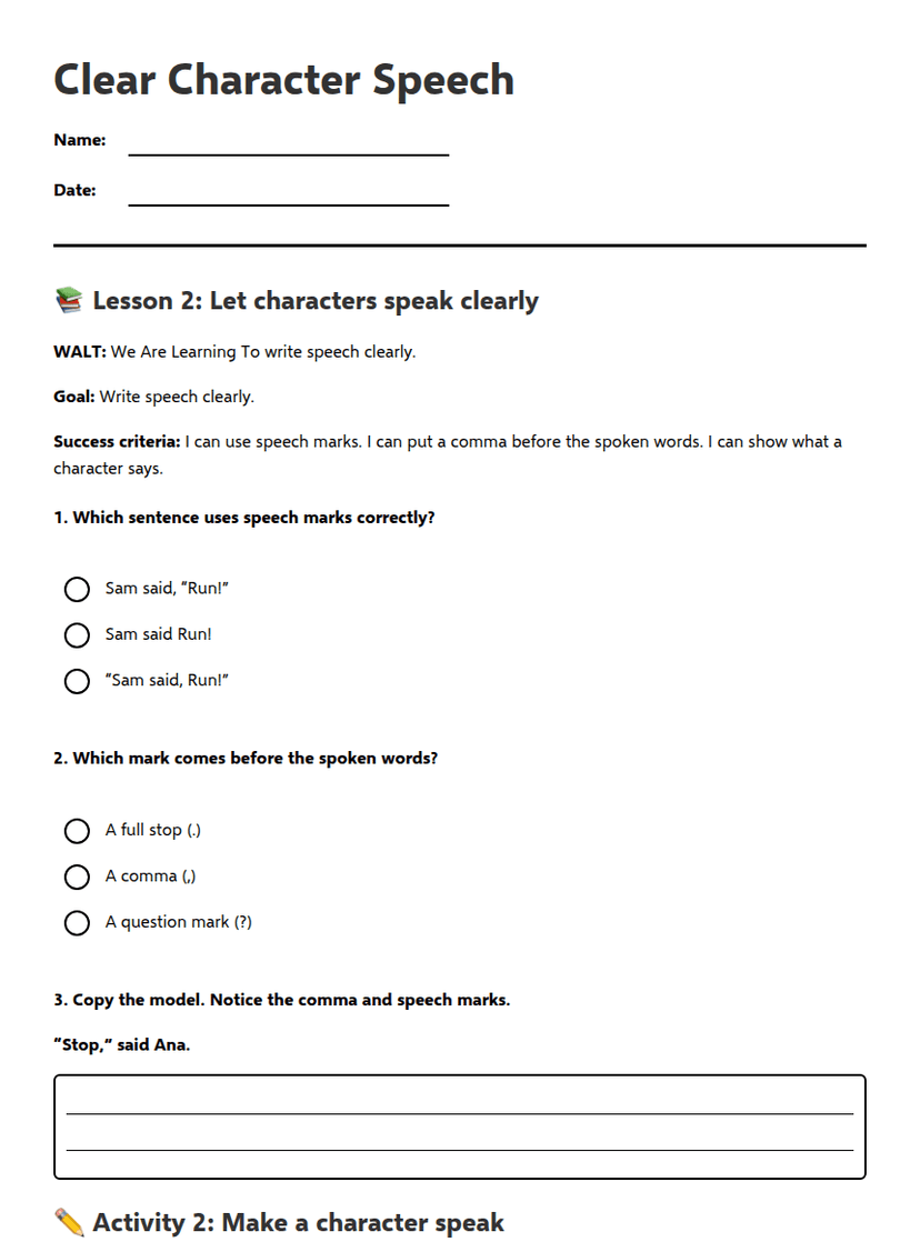 Clear Character Speech