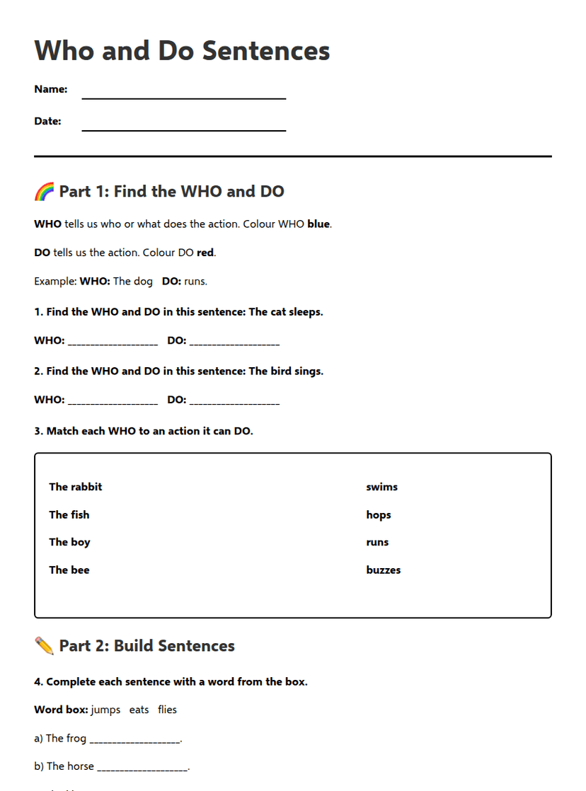 Who and Do Sentences