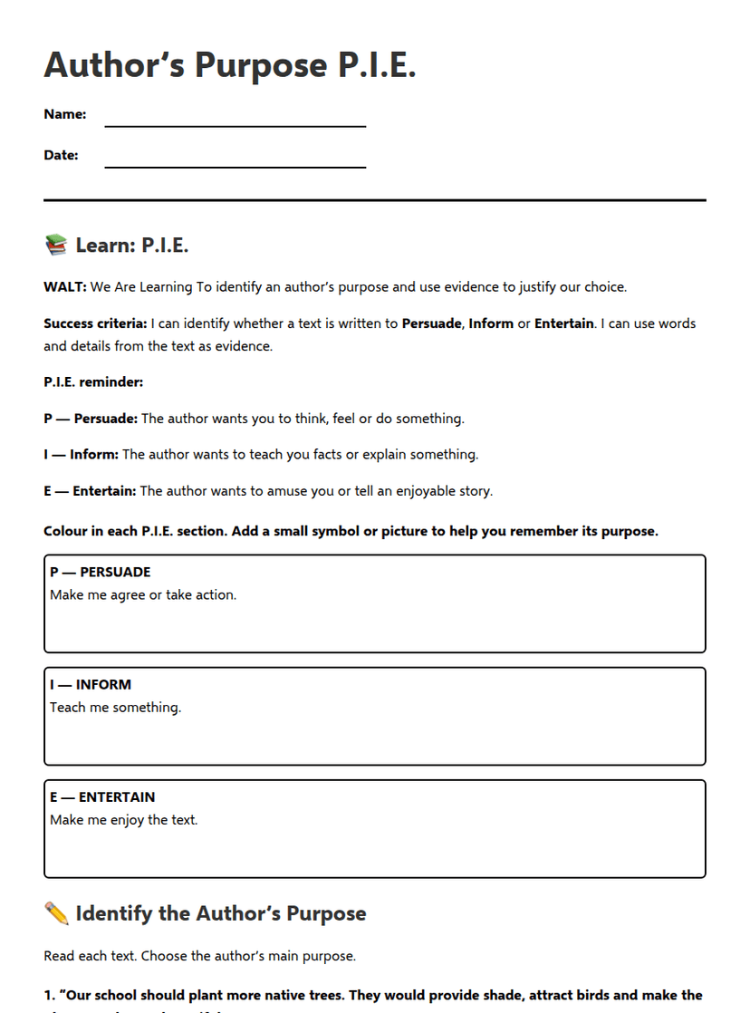 Author’s Purpose P.I.E.