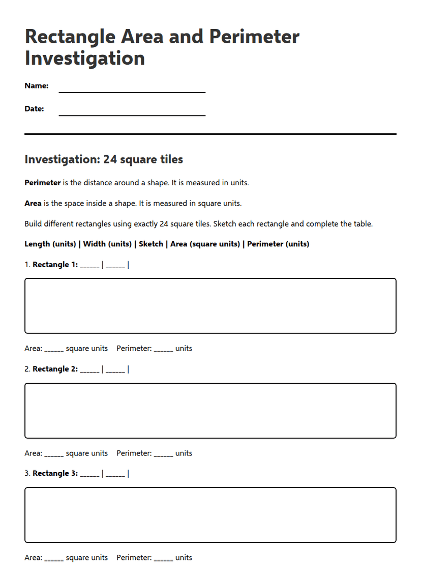 Rectangle Area and Perimeter Investigation