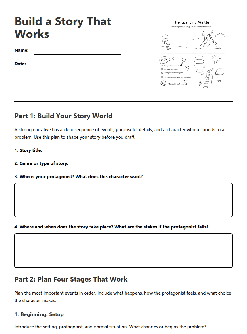 Build a Story That Works worksheet preview