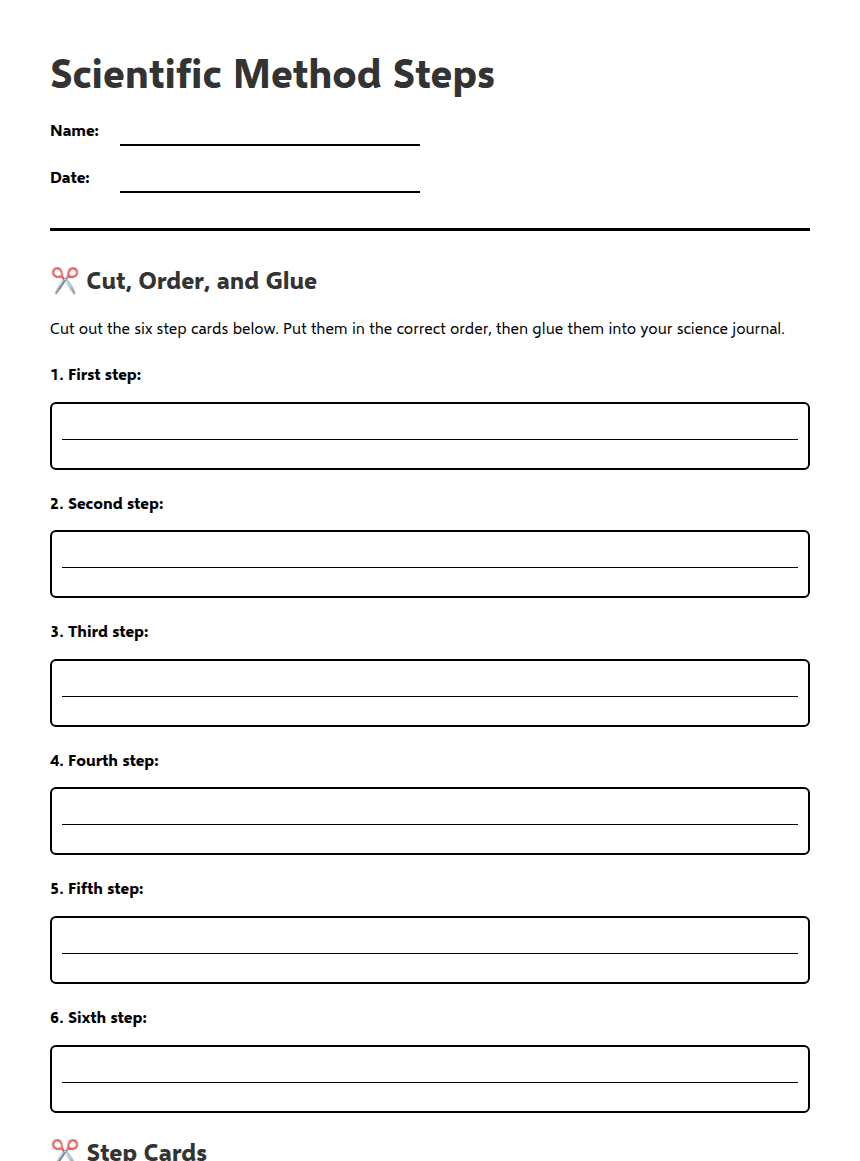 Scientific Method Steps worksheet preview