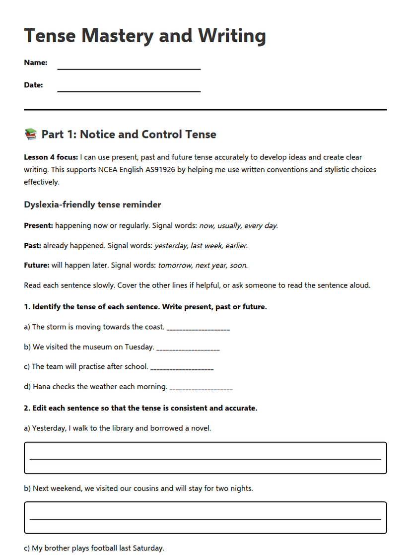 Tense Mastery and Writing