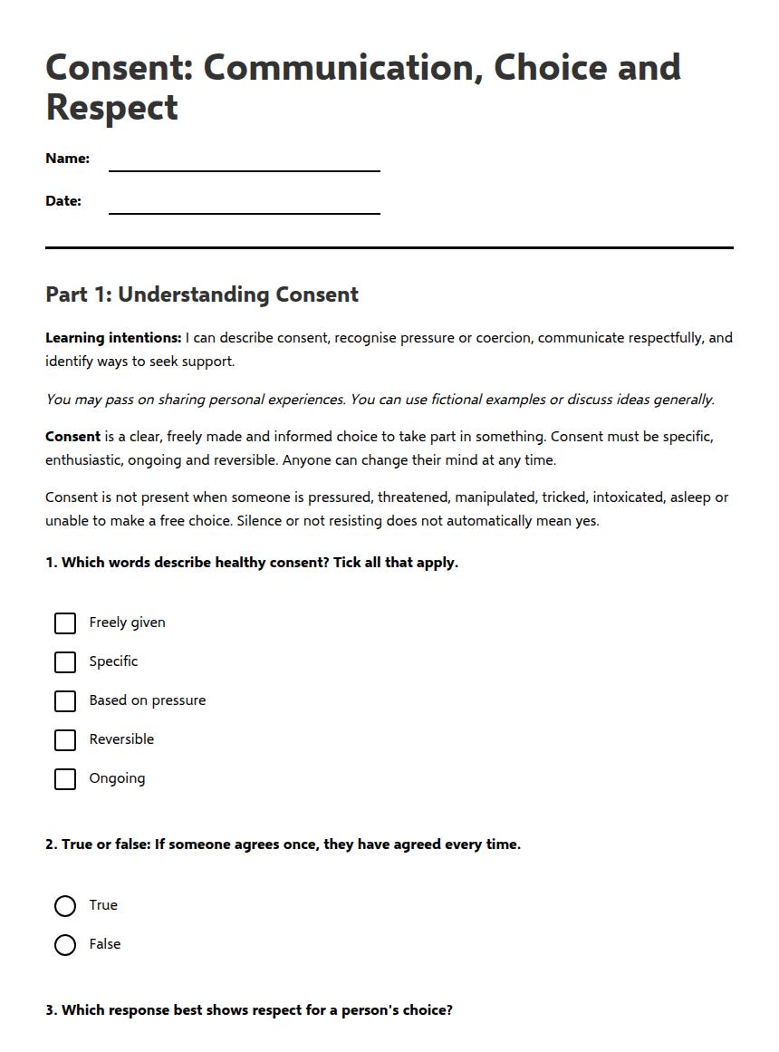 Consent: Communication, Choice and Respect